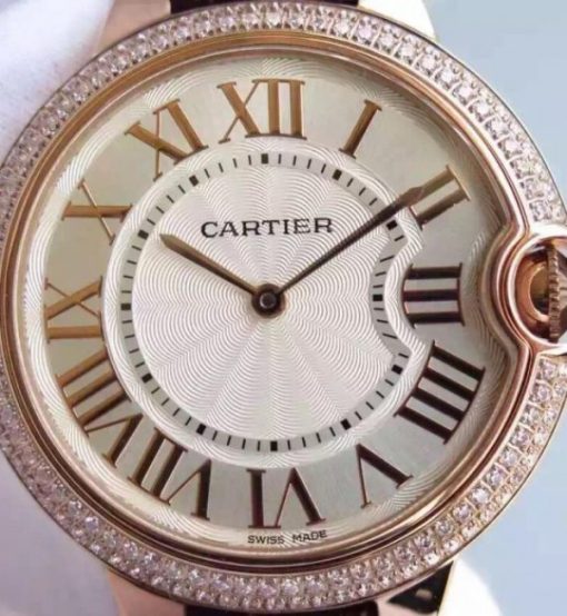 Replica Cartier Ballon Bleu 40mm RG Diamonds Bezel Whit Dial RG Mark MIYOTA9015 - Image 3