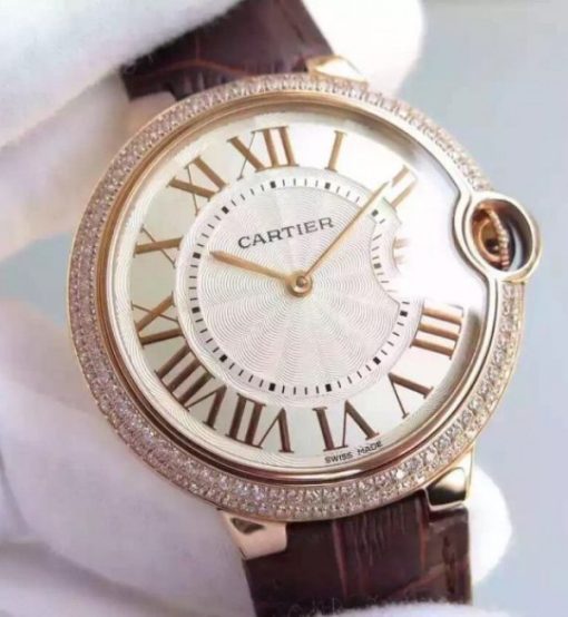 Replica Cartier Ballon Bleu 40mm RG Diamonds Bezel Whit Dial RG Mark MIYOTA9015 - Image 4