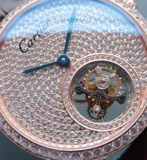 Replica Cartier Tourbillon RG Diamonds Dial&Bezel Leather Strap - Image 2