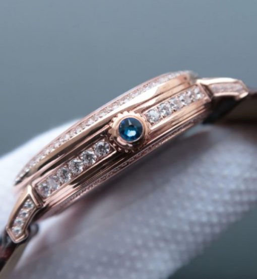 Replica Cartier Tourbillon RG Diamonds Dial&Bezel Leather Strap - Image 3