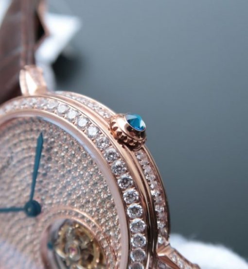 Replica Cartier Tourbillon RG Diamonds Dial&Bezel Leather Strap - Image 4