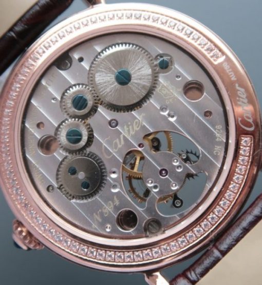 Replica Cartier Tourbillon RG Diamonds Dial&Bezel Leather Strap - Image 6