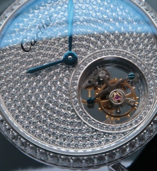 Replica Cartier Tourbillon SS Diamonds Dial&Bezel Leather Strap - Image 2