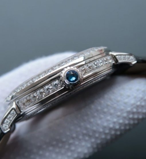 Replica Cartier Tourbillon SS Diamonds Dial&Bezel Leather Strap - Image 3