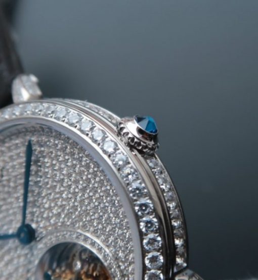 Replica Cartier Tourbillon SS Diamonds Dial&Bezel Leather Strap - Image 5