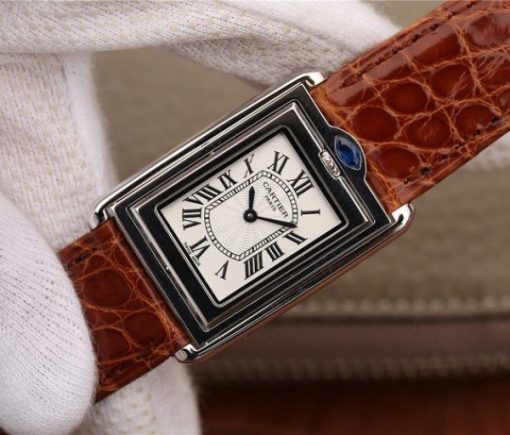 Replica Cartier Tank Reversible White Dial Leather Strap - Image 2