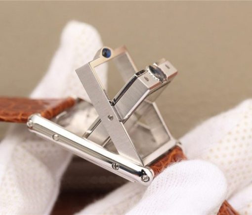 Replica Cartier Tank Reversible White Dial Leather Strap - Image 4