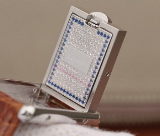 Replica Cartier Tank Reversible White Dial Leather Strap - Image 5