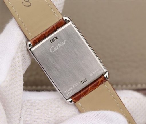 Replica Cartier Tank Reversible White Dial Leather Strap - Image 8