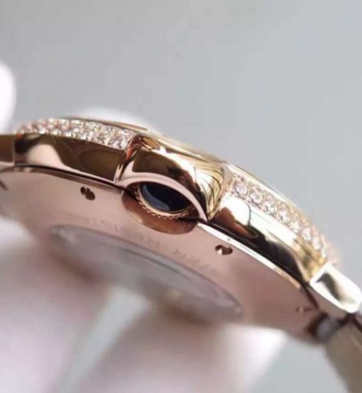 Replica Cartier Ballon Bleu Tourbillon RG Diamond Bezel Brown Leather Strap - Image 6