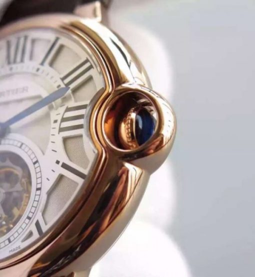 Replica Cartier Ballon Bleu Tourbillon YG Brown Leather Strap - Image 4