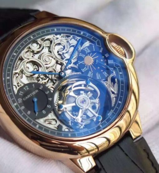 Replica Cartier Ballon Bleu Skeleton Tourbillon RG Black Dial - Image 3
