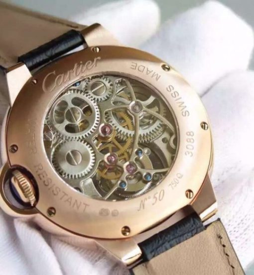 Replica Cartier Ballon Bleu Skeleton Tourbillon RG Black Dial - Image 6