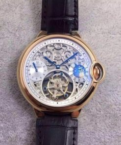 Replica Cartier Ballon Bleu Skeleton Tourbillon RG White Dial
