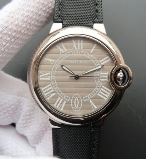 Replica Cartier Ballon Bleu XL 46mm SS Gray Dial Nylon Strap ETA 2824