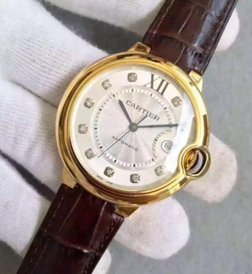 Replica Cartier JF Ballon Bleu 42mm YG White Dial Leather Strap MIYOTA9015 - Image 2