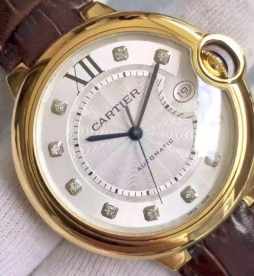 Replica Cartier JF Ballon Bleu 42mm YG White Dial Leather Strap MIYOTA9015 - Image 3
