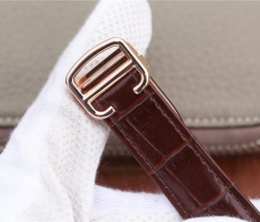 Replica Cartier Ballon Bleu de Cartier Tourbillon RG Full Paved Diamonds Leather Strap - Image 7