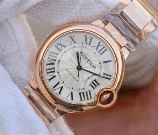 Replica Cartier Ballon Bleu 36mm RG White Textured Dial RG Bracelet - Image 2