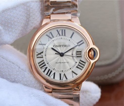 Replica Cartier Ballon Bleu 36mm RG White Textured Dial RG Bracelet
