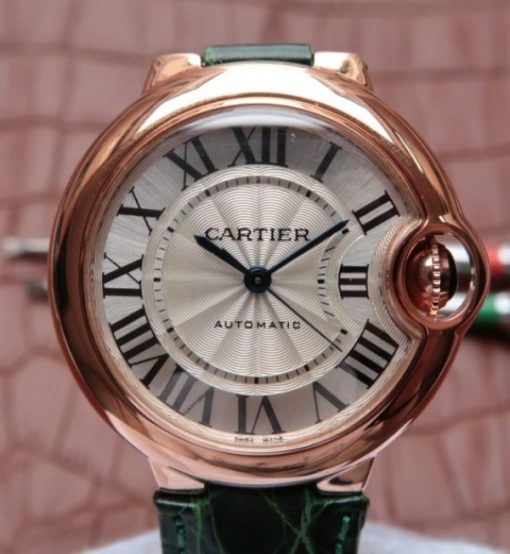 Replica Cartier Ballon Bleu 33mm RG White Textured Dial Leather Strap - Image 3