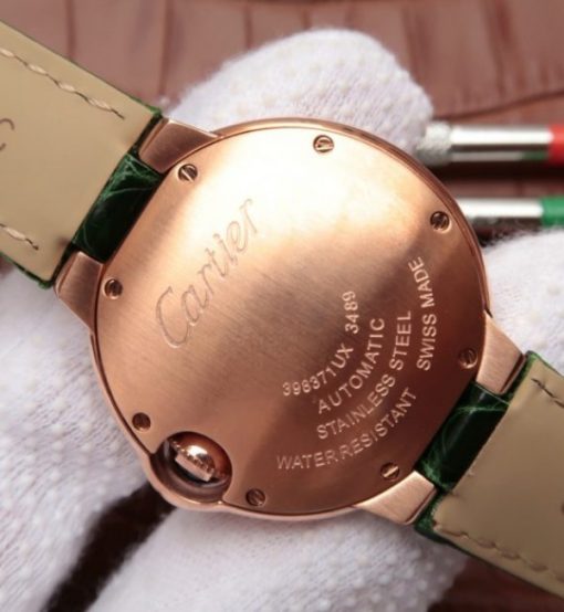Replica Cartier Ballon Bleu 33mm RG White Textured Dial Leather Strap - Image 6