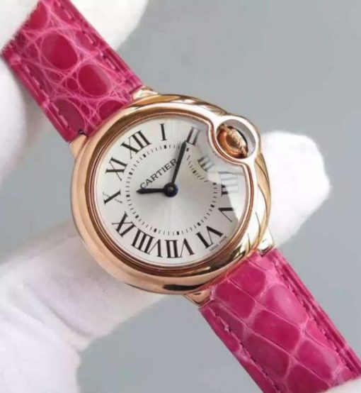 Replica Cartier Ballon Bleu Ladies 28mm RG White Dial Ronda Quartz