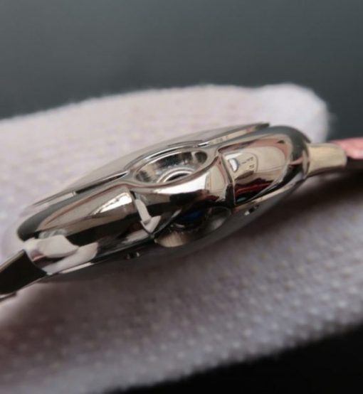 Replica Cartier Ballon Bleu 36mm White Textured Dial Pink Leather Strap - Image 3