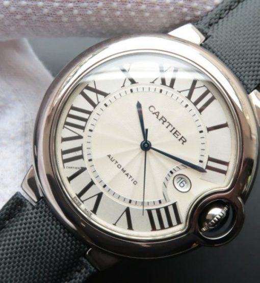 Replica Cartier Ballon Bleu 46mm SS White Dial Nylon Strap ETA 2824 - Image 2