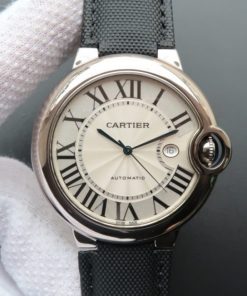 Replica Cartier Ballon Bleu 46mm SS White Dial Nylon Strap ETA 2824