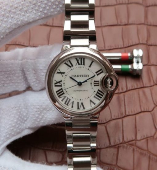 Replica Cartier Ballon Bleu 33mm SS White MOP Dial SS Bracelet