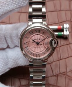 Replica Cartier Ballon Bleu 33mm SS Pink Textured Dial SS Bracelet SEIKO NH05A