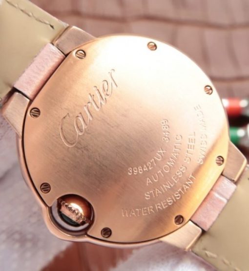 Replica Cartier Ballon Bleu 33mm RG White Dial Leather Strap Ronda Quartz - Image 6