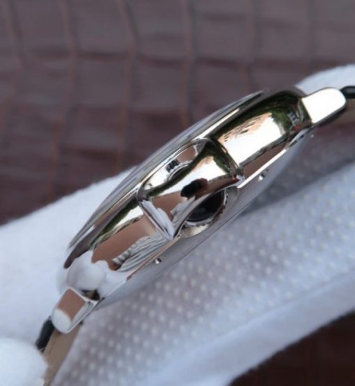 Replica Cartier Ballon Bleu Tourbillon 44mm SS Black Leather Strap - Image 4