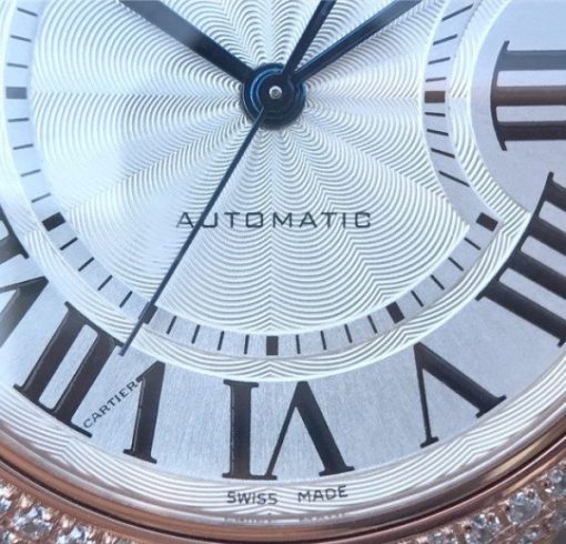 Replica Cartier Ballon Bleu 36mm RG White Textured Dial Diamond Bezel - Image 5