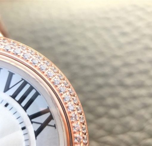 Replica Cartier Ballon Bleu 36mm RG White Textured Dial Diamond Bezel - Image 6