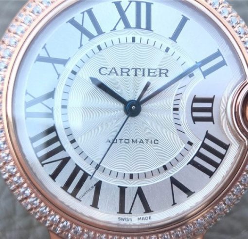 Replica Cartier Ballon Bleu 36mm RG White Textured Dial Diamond Bezel - Image 7