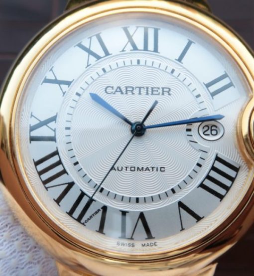 Replica Cartier Ballon Bleu 42mm YG White Dial Leather Strap ETA 2824 - Image 3