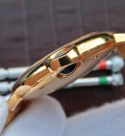 Replica Cartier Ballon Bleu 42mm YG White Dial Leather Strap ETA 2824 - Image 4