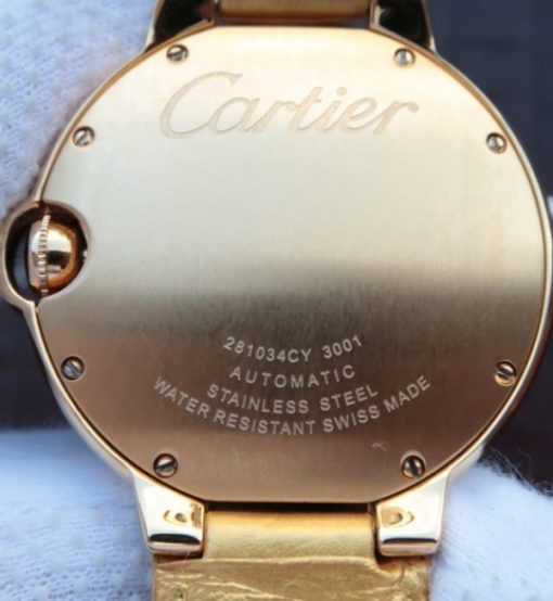 Replica Cartier Ballon Bleu 42mm YG White Dial Leather Strap ETA 2824 - Image 6