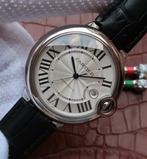 Replica Cartier JF Ballon Bleu 42mm White Textured Dial Black Leather Strap MIYOTA9015 - Image 2
