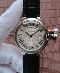 Replica Cartier JF Ballon Bleu 42mm White Textured Dial Black Leather Strap MIYOTA9015