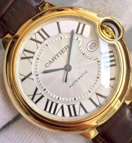 Replica Cartier JF Ballon Bleu 42mm YG White Textured Dial Leather Strap MIYOTA9015 - Image 3