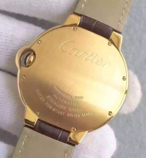 Replica Cartier JF Ballon Bleu 42mm YG White Textured Dial Leather Strap MIYOTA9015 - Image 6