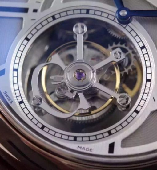 Replica Cartier Ballon de Cartier Tourbillon RG Gray Dial Leather Strap Flying Tour - Image 2