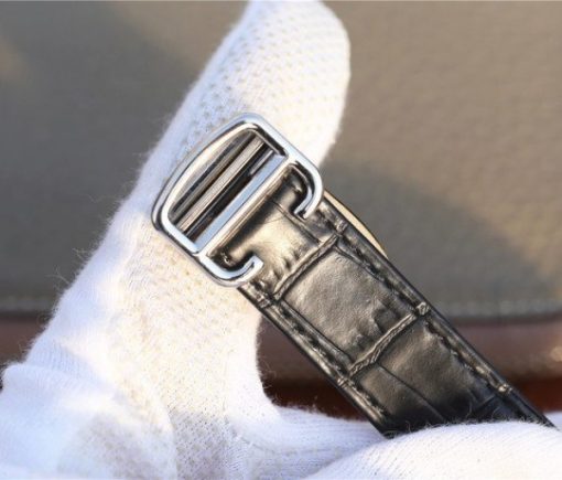 Replica Cartier Ballon Bleu de Cartier Tourbillon SS Full paved Diamonds Leather Strap - Image 7