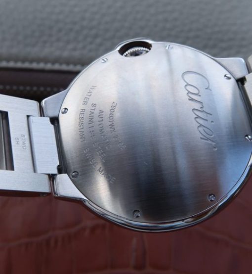Replica Cartier V6 Ballon Bleu 42mm SS Black Textured Dial SS Bracelet A2892 - Image 6