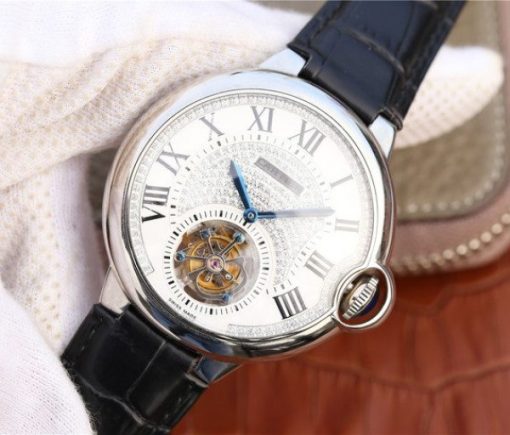 Replica Cartier Ballon Bleu de Cartier Tourbillon SS Leather Strap - Image 2