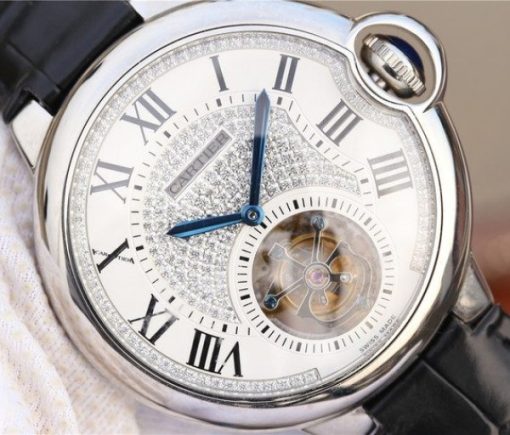 Replica Cartier Ballon Bleu de Cartier Tourbillon SS Leather Strap - Image 3