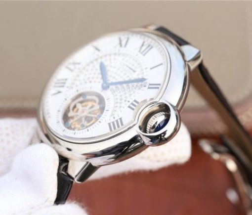 Replica Cartier Ballon Bleu de Cartier Tourbillon SS Leather Strap - Image 4